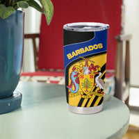 Barbados Flag and Coat of Arms Tumbler Cup Blue Yellow Black Design with National Symbols - Wonder Print Shop