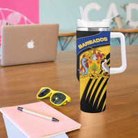 Barbados Flag and Coat of Arms Tumbler With Handle Blue Yellow Black Design with National Symbols - Wonder Print Shop