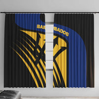 Barbados Flag and Coat of Arms Window Curtain Blue Yellow Black Design with National Symbols - Wonder Print Shop