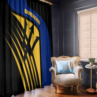 Barbados Flag and Coat of Arms Window Curtain Blue Yellow Black Design with National Symbols - Wonder Print Shop