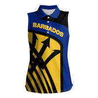 Barbados Flag and Coat of Arms Women Sleeveless Polo Shirt Blue Yellow Black Design with National Symbols - Wonder Print Shop