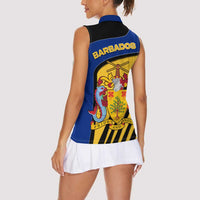 Barbados Flag and Coat of Arms Women Sleeveless Polo Shirt Blue Yellow Black Design with National Symbols - Wonder Print Shop