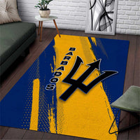 Barbados Trident and Coat of Arms Area Rug with Blue Yellow Patriotic Graphic - Wonder Print Shop