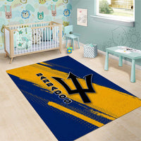 Barbados Trident and Coat of Arms Area Rug with Blue Yellow Patriotic Graphic - Wonder Print Shop
