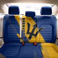 Barbados Trident and Coat of Arms Back Car Seat Cover with Blue Yellow Patriotic Graphic - Wonder Print Shop