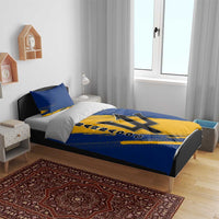Barbados Trident and Coat of Arms Bedding Set with Blue Yellow Patriotic Graphic - Wonder Print Shop