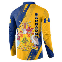 Barbados Trident and Coat of Arms Button Sweatshirt with Blue Yellow Patriotic Graphic - Wonder Print Shop
