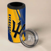 Barbados Trident and Coat of Arms 4 in 1 Can Cooler Tumbler with Blue Yellow Patriotic Graphic - Wonder Print Shop