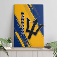 Barbados Trident and Coat of Arms Canvas Wall Art with Blue Yellow Patriotic Graphic - Wonder Print Shop