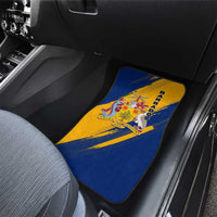 Barbados Trident and Coat of Arms Car Mats with Blue Yellow Patriotic Graphic - Wonder Print Shop