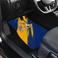 Barbados Trident and Coat of Arms Car Mats with Blue Yellow Patriotic Graphic - Wonder Print Shop