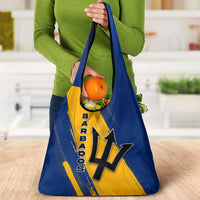 Barbados Trident and Coat of Arms Grocery Bag with Blue Yellow Patriotic Graphic - Wonder Print Shop