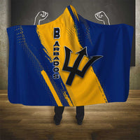 Barbados Trident and Coat of Arms Hooded Blanket with Blue Yellow Patriotic Graphic - Wonder Print Shop