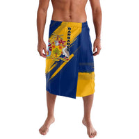 Barbados Trident and Coat of Arms Lavalava with Blue Yellow Patriotic Graphic - Wonder Print Shop