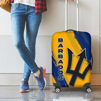 Barbados Trident and Coat of Arms Luggage Cover with Blue Yellow Patriotic Graphic - Wonder Print Shop