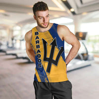 Barbados Trident and Coat of Arms Men Tank Top with Blue Yellow Patriotic Graphic - Wonder Print Shop