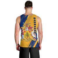 Barbados Trident and Coat of Arms Men Tank Top with Blue Yellow Patriotic Graphic - Wonder Print Shop