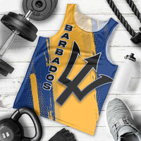 Barbados Trident and Coat of Arms Men Tank Top with Blue Yellow Patriotic Graphic - Wonder Print Shop