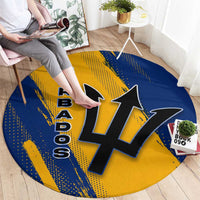 Barbados Trident and Coat of Arms Round Carpet with Blue Yellow Patriotic Graphic - Wonder Print Shop