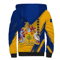 Barbados Trident and Coat of Arms Sherpa Hoodie with Blue Yellow Patriotic Graphic - Wonder Print Shop