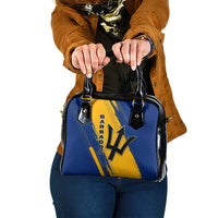 Barbados Trident and Coat of Arms Shoulder Handbag with Blue Yellow Patriotic Graphic - Wonder Print Shop