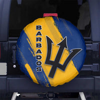 Barbados Trident and Coat of Arms Spare Tire Cover with Blue Yellow Patriotic Graphic - Wonder Print Shop