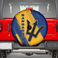 Barbados Trident and Coat of Arms Spare Tire Cover with Blue Yellow Patriotic Graphic - Wonder Print Shop