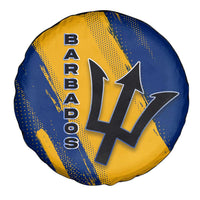 Barbados Trident and Coat of Arms Spare Tire Cover with Blue Yellow Patriotic Graphic - Wonder Print Shop