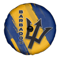 Barbados Trident and Coat of Arms Spare Tire Cover with Blue Yellow Patriotic Graphic - Wonder Print Shop