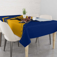 Barbados Trident and Coat of Arms Tablecloth with Blue Yellow Patriotic Graphic - Wonder Print Shop