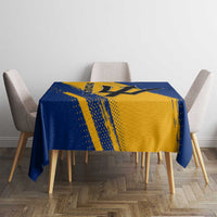 Barbados Trident and Coat of Arms Tablecloth with Blue Yellow Patriotic Graphic - Wonder Print Shop