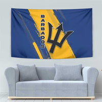 Barbados Trident and Coat of Arms Tapestry with Blue Yellow Patriotic Graphic - Wonder Print Shop