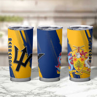 Barbados Trident and Coat of Arms Tumbler Cup with Blue Yellow Patriotic Graphic - Wonder Print Shop