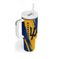 Barbados Trident and Coat of Arms Tumbler With Handle with Blue Yellow Patriotic Graphic - Wonder Print Shop