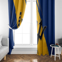 Barbados Trident and Coat of Arms Window Curtain with Blue Yellow Patriotic Graphic - Wonder Print Shop