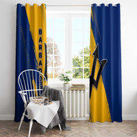 Barbados Trident and Coat of Arms Window Curtain with Blue Yellow Patriotic Graphic - Wonder Print Shop