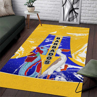Barbados Coat of Arms Area Rug with Yellow Blue Pelican Dolphin Graphic - Wonder Print Shop