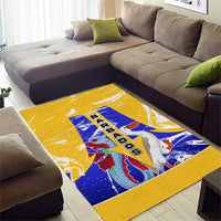 Barbados Coat of Arms Area Rug with Yellow Blue Pelican Dolphin Graphic - Wonder Print Shop