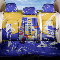 Barbados Coat of Arms Back Car Seat Cover with Yellow Blue Pelican Dolphin Graphic - Wonder Print Shop