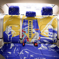 Barbados Coat of Arms Back Car Seat Cover with Yellow Blue Pelican Dolphin Graphic - Wonder Print Shop
