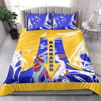 Barbados Coat of Arms Bedding Set with Yellow Blue Pelican Dolphin Graphic - Wonder Print Shop