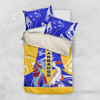 Barbados Coat of Arms Bedding Set with Yellow Blue Pelican Dolphin Graphic - Wonder Print Shop