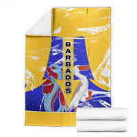 Barbados Coat of Arms Blanket with Yellow Blue Pelican Dolphin Graphic - Wonder Print Shop