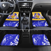 Barbados Coat of Arms Car Mats with Yellow Blue Pelican Dolphin Graphic - Wonder Print Shop
