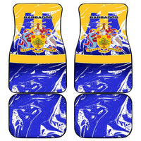 Barbados Coat of Arms Car Mats with Yellow Blue Pelican Dolphin Graphic - Wonder Print Shop