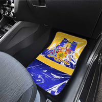 Barbados Coat of Arms Car Mats with Yellow Blue Pelican Dolphin Graphic - Wonder Print Shop