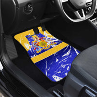Barbados Coat of Arms Car Mats with Yellow Blue Pelican Dolphin Graphic - Wonder Print Shop