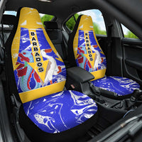 Barbados Coat of Arms Car Seat Cover with Yellow Blue Pelican Dolphin Graphic - Wonder Print Shop
