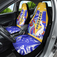 Barbados Coat of Arms Car Seat Cover with Yellow Blue Pelican Dolphin Graphic - Wonder Print Shop
