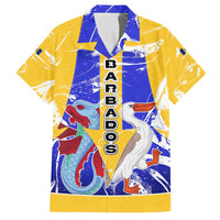 Barbados Coat of Arms Family Matching Summer Maxi Dress and Hawaiian Shirt with Yellow Blue Pelican Dolphin Graphic - Wonder Print Shop